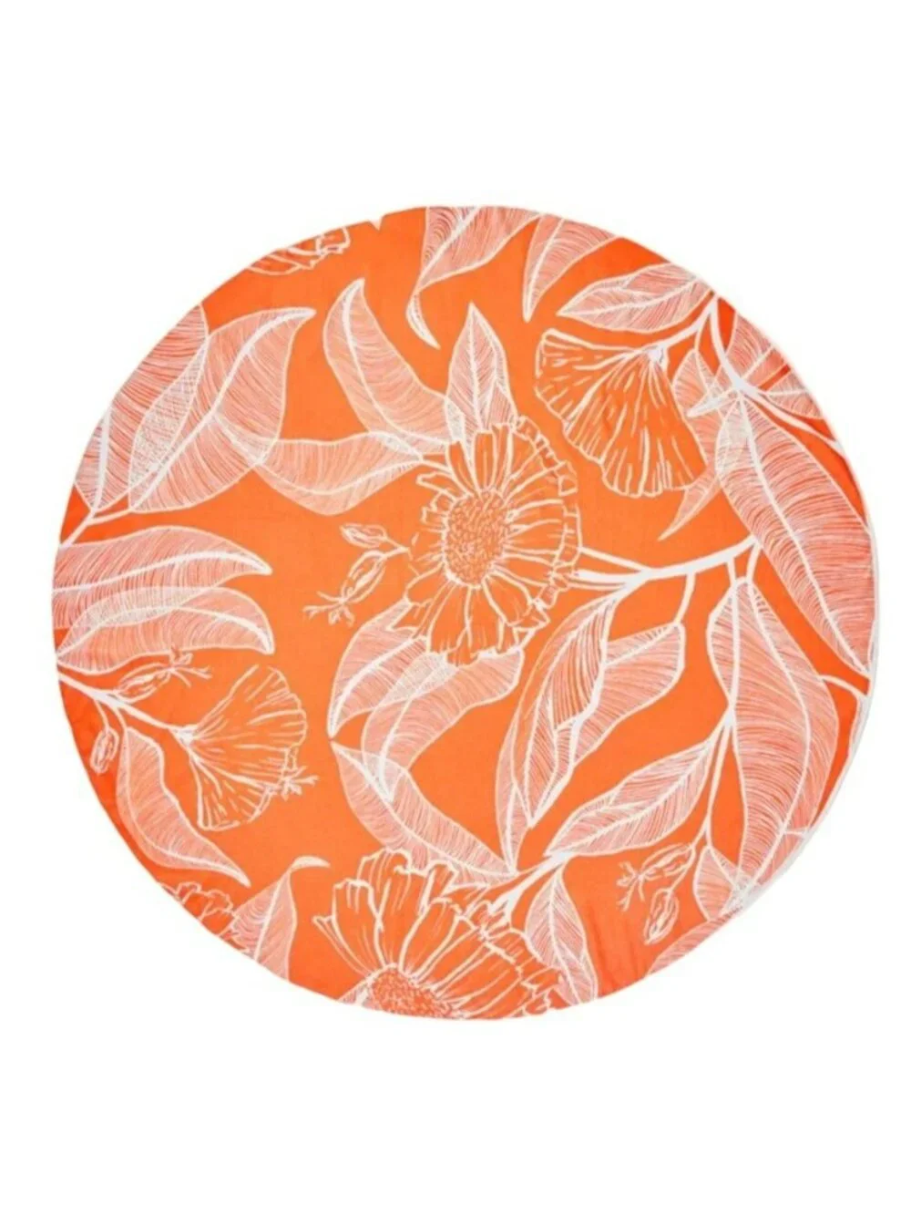 Round Towel 57in 145cm Orange White Floral Summer and Rose Beach Pool NWT jj3508